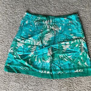 *DONATED* LOFT | A-Line Tropical Palm Print Skirt | Teal Green